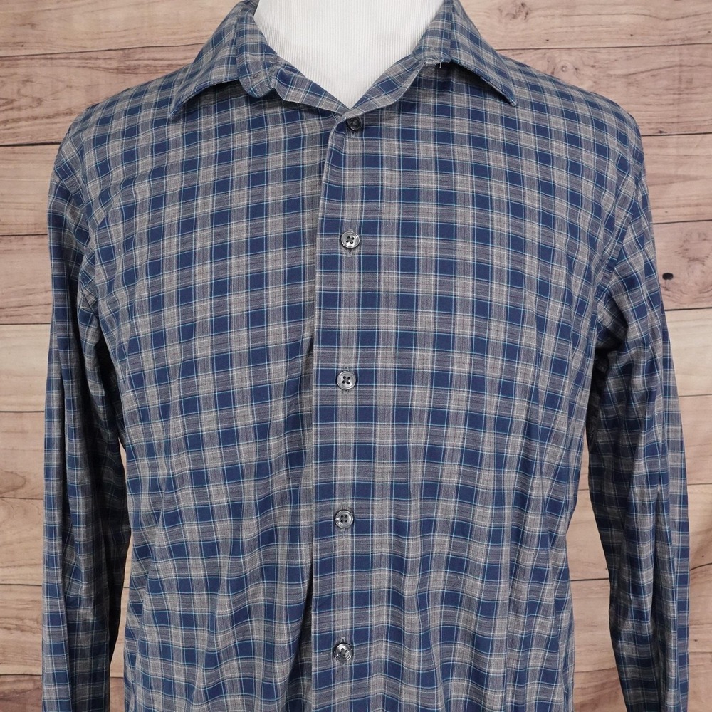 APT.9 Shirt Mens XLT Blue Plaid Long Sleeve Button Front Cotton Tall Casual